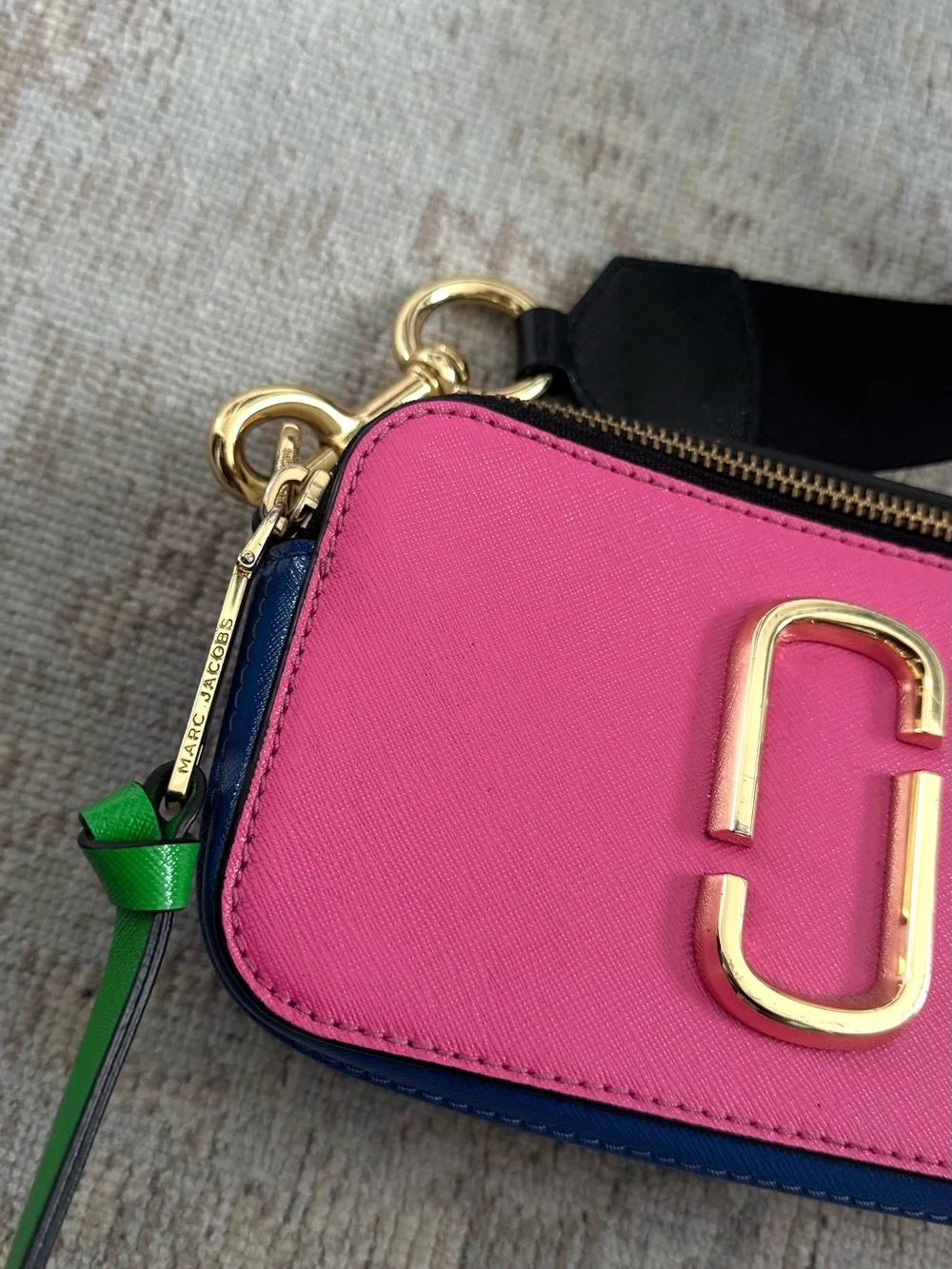 RARE Marc Jacobs Pink and Green Snapshot Camera Bag with Playboy Strap